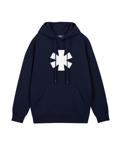 BY.L(バイエル)の「エステリスクス ビッグロゴ フードパーカー ネイビー(パーカー・メンズ・その他・XXL/L/XL/M)」の1枚目の写真