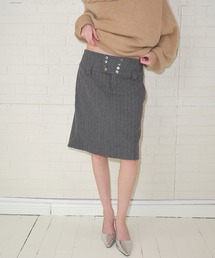 SOLWEIGE（ソルヴェイグ）の「【SOLWEIGE】シェルボタン付き ストライプウール マーメイドスカート（スカート）」