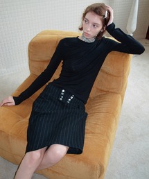 SOLWEIGE（ソルヴェイグ）の「【SOLWEIGE】シェルボタン付き ストライプウール マーメイドスカート（スカート）」