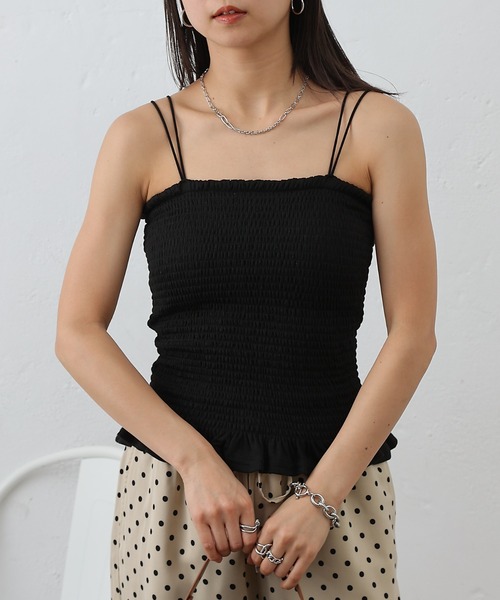 COLONY 2139(コロニートゥーワンスリーナイン)の「カップ付シャーリングキャミソール(キャミソール・レディース・ブラック/オフホワイト・FREE)」の22枚目の写真