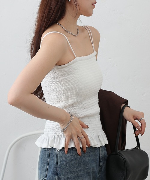 COLONY 2139(コロニートゥーワンスリーナイン)の「カップ付シャーリングキャミソール(キャミソール・レディース・ブラック/オフホワイト・FREE)」の8枚目の写真