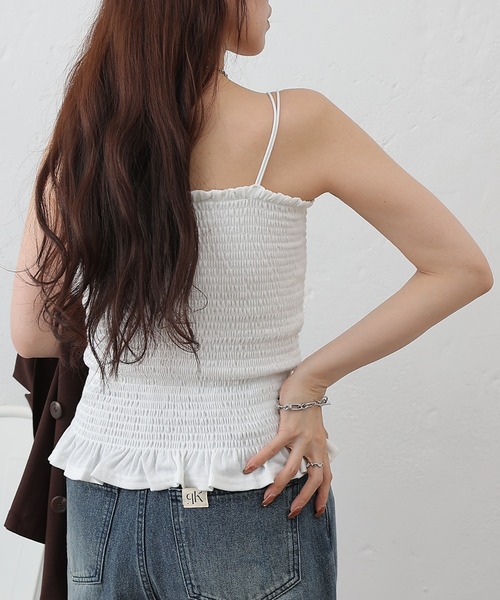 COLONY 2139(コロニートゥーワンスリーナイン)の「カップ付シャーリングキャミソール(キャミソール・レディース・ブラック/オフホワイト・FREE)」の7枚目の写真