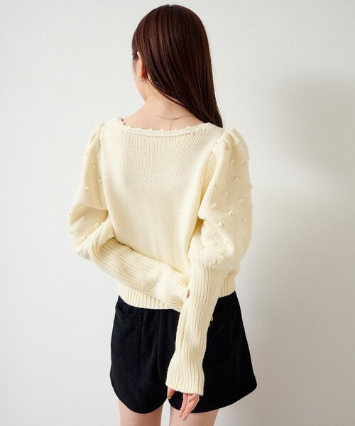 Kastane（カスタネ）の「*ポンポンニットカーディガン（カーディガン/ボレロ・レディース・アイボリー/グレー・FREE）」の20枚目の写真