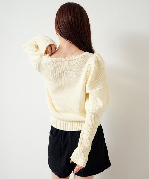Kastane（カスタネ）の「*ポンポンニットカーディガン（カーディガン/ボレロ・レディース・アイボリー/グレー・FREE）」の21枚目の写真