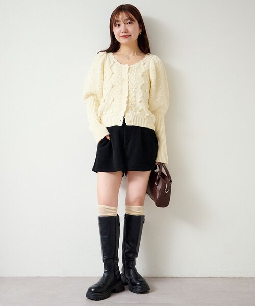 Kastane（カスタネ）の「*ポンポンニットカーディガン（カーディガン/ボレロ・レディース・アイボリー/グレー・FREE）」の22枚目の写真