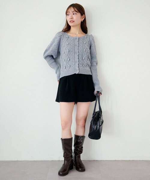 Kastane（カスタネ）の「*ポンポンニットカーディガン（カーディガン/ボレロ・レディース・アイボリー/グレー・FREE）」の5枚目の写真