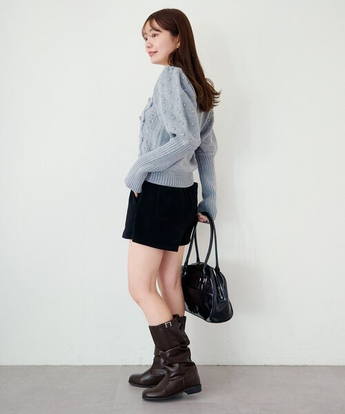 Kastane（カスタネ）の「*ポンポンニットカーディガン（カーディガン/ボレロ・レディース・アイボリー/グレー・FREE）」の6枚目の写真