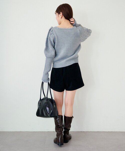 Kastane（カスタネ）の「*ポンポンニットカーディガン（カーディガン/ボレロ・レディース・アイボリー/グレー・FREE）」の7枚目の写真