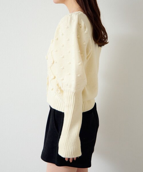 Kastane（カスタネ）の「*ポンポンニットカーディガン（カーディガン/ボレロ・レディース・アイボリー/グレー・FREE）」の15枚目の写真