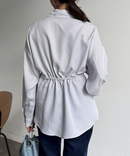 Chez toi（シェトワ）の「ストライプウエスト絞りシャツ（シャツ/ブラウス・レディース・グレー/サックスブルー/レッド・FREE）」の19枚目の写真
