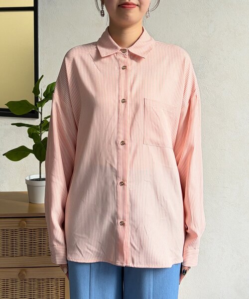 Chez toi（シェトワ）の「ストライプウエスト絞りシャツ（シャツ/ブラウス・レディース・グレー/サックスブルー/レッド・FREE）」の8枚目の写真