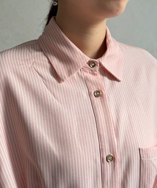 Chez toi（シェトワ）の「ストライプウエスト絞りシャツ（シャツ/ブラウス・レディース・グレー/サックスブルー/レッド・FREE）」の10枚目の写真