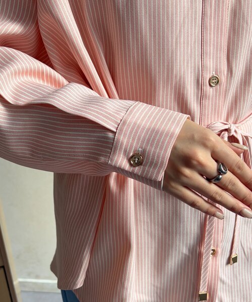 Chez toi（シェトワ）の「ストライプウエスト絞りシャツ（シャツ/ブラウス・レディース・グレー/サックスブルー/レッド・FREE）」の15枚目の写真