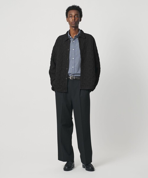 BEAUTY&YOUTH UNITED ARROWS(ビューティーアンドユースユナイテッドアローズ)の「<OWNESS>クリスピー リーフ ニット シャツ(カーディガン/ボレロ・メンズ・マスタード/ダークブラウン・L/M/S)」の4枚目の写真