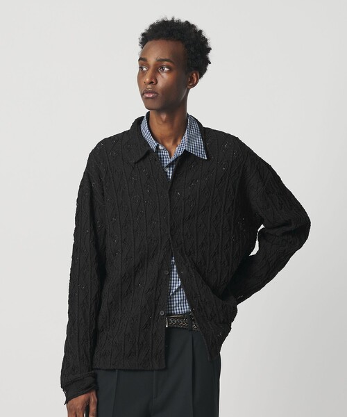 BEAUTY&YOUTH UNITED ARROWS(ビューティーアンドユースユナイテッドアローズ)の「<OWNESS>クリスピー リーフ ニット シャツ(カーディガン/ボレロ・メンズ・マスタード/ダークブラウン・L/M/S)」の5枚目の写真