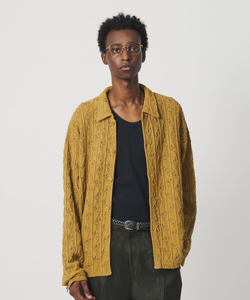 BEAUTY&YOUTH UNITED ARROWS(ビューティーアンドユースユナイテッドアローズ)の「<OWNESS>クリスピー リーフ ニット シャツ(カーディガン/ボレロ・メンズ・マスタード/ダークブラウン・L/M/S)」の9枚目の写真