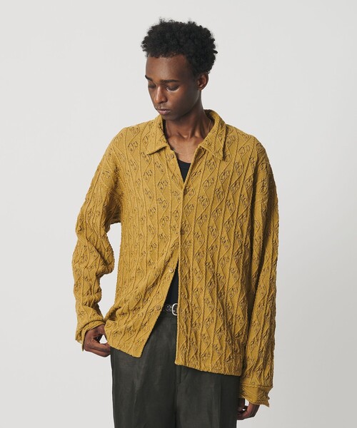 BEAUTY&YOUTH UNITED ARROWS(ビューティーアンドユースユナイテッドアローズ)の「<OWNESS>クリスピー リーフ ニット シャツ(カーディガン/ボレロ・メンズ・マスタード/ダークブラウン・L/M/S)」の12枚目の写真