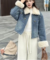 総裏ボアデニムジャケット衿裏もボアであったか仕様
