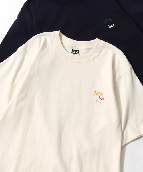 Lee（リー）の「Lee/リー POCKET･MULT LOGO SS TEE/オーバーサイズ ミニロゴポケット･マルチロゴ ワンポイント刺繍 半袖Tシャツ/無地T/ボーダーT/レディース メンズ（Tシャツ/カットソー・メンズ・ブラック/ホワイト/ブラウン/チャコールグレー/ホワイト系その他/ベージュ系その他/ブルー系その他/グレー系その他/ブルー系その他2・M/L/XL）」の3枚目の写真