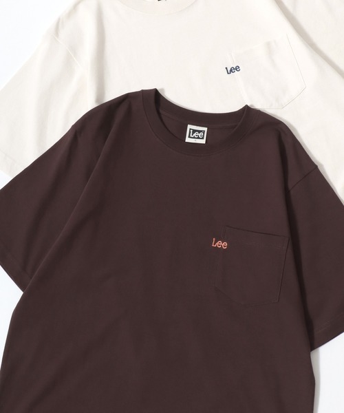 Lee（リー）の「Lee/リー POCKET･MULT LOGO SS TEE/オーバーサイズ ミニロゴポケット･マルチロゴ ワンポイント刺繍 半袖Tシャツ/無地T/ボーダーT/レディース メンズ（Tシャツ/カットソー・メンズ・ブラック/ホワイト/ブラウン/チャコールグレー/ホワイト系その他/ベージュ系その他/ブルー系その他/グレー系その他/ブルー系その他2・M/L/XL）」の6枚目の写真