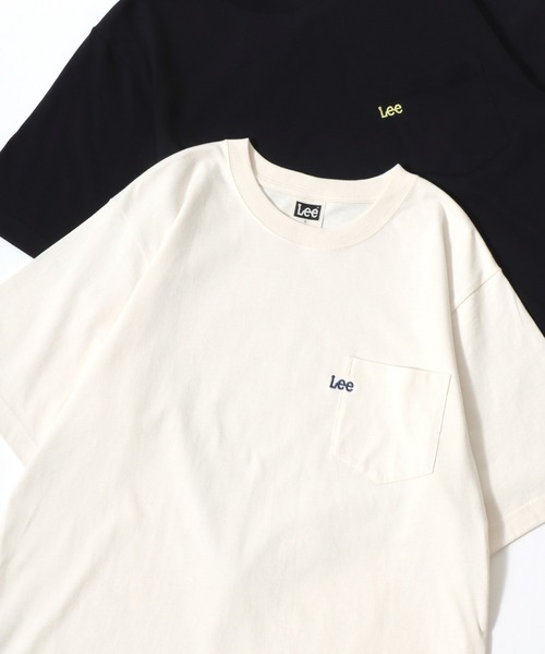 Lee（リー）の「Lee/リー POCKET･MULT LOGO SS TEE/オーバーサイズ ミニロゴポケット･マルチロゴ ワンポイント刺繍 半袖Tシャツ/無地T/ボーダーT/レディース メンズ（Tシャツ/カットソー・メンズ・ブラック/ホワイト/ブラウン/チャコールグレー/ホワイト系その他/ベージュ系その他/ブルー系その他/グレー系その他/ブルー系その他2・M/L/XL）」の2枚目の写真