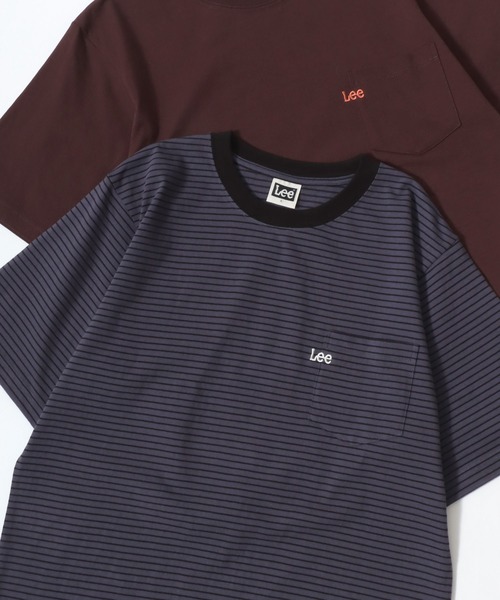 Lee（リー）の「Lee/リー POCKET･MULT LOGO SS TEE/オーバーサイズ ミニロゴポケット･マルチロゴ ワンポイント刺繍 半袖Tシャツ/無地T/ボーダーT/レディース メンズ（Tシャツ/カットソー・メンズ・ブラック/ホワイト/ブラウン/チャコールグレー/ホワイト系その他/ベージュ系その他/ブルー系その他/グレー系その他/ブルー系その他2・M/L/XL）」の4枚目の写真