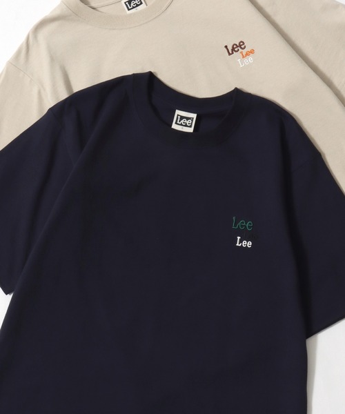 Lee（リー）の「Lee/リー POCKET･MULT LOGO SS TEE/オーバーサイズ ミニロゴポケット･マルチロゴ ワンポイント刺繍 半袖Tシャツ/無地T/ボーダーT/レディース メンズ（Tシャツ/カットソー・メンズ・ブラック/ホワイト/ブラウン/チャコールグレー/ホワイト系その他/ベージュ系その他/ブルー系その他/グレー系その他/ブルー系その他2・M/L/XL）」の9枚目の写真