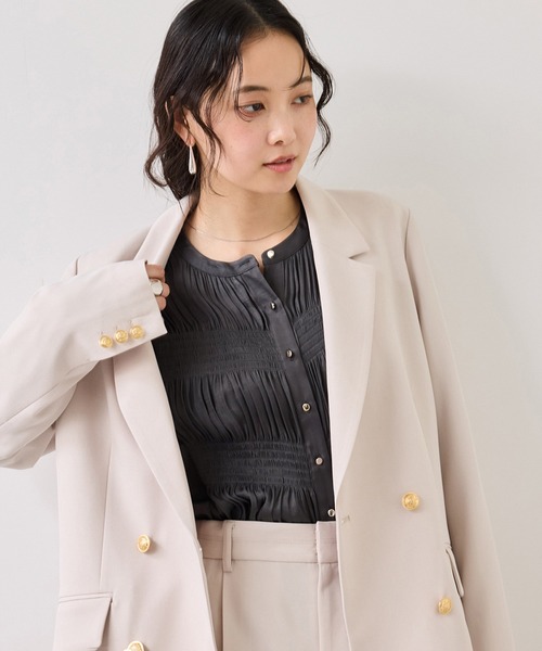 VIS(ビス)の「エアリーサテンシャーリングブラウス/イージーケア(シャツ/ブラウス・レディース・チャコールグレー/キナリ/ピンク・FREE)」の19枚目の写真