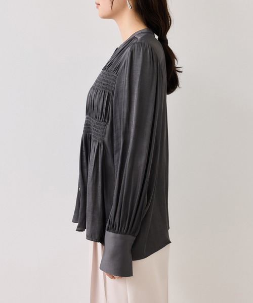 VIS(ビス)の「エアリーサテンシャーリングブラウス/イージーケア(シャツ/ブラウス・レディース・チャコールグレー/キナリ/ピンク・FREE)」の16枚目の写真