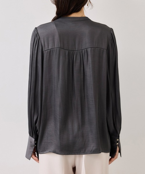 VIS(ビス)の「エアリーサテンシャーリングブラウス/イージーケア(シャツ/ブラウス・レディース・チャコールグレー/キナリ/ピンク・FREE)」の15枚目の写真