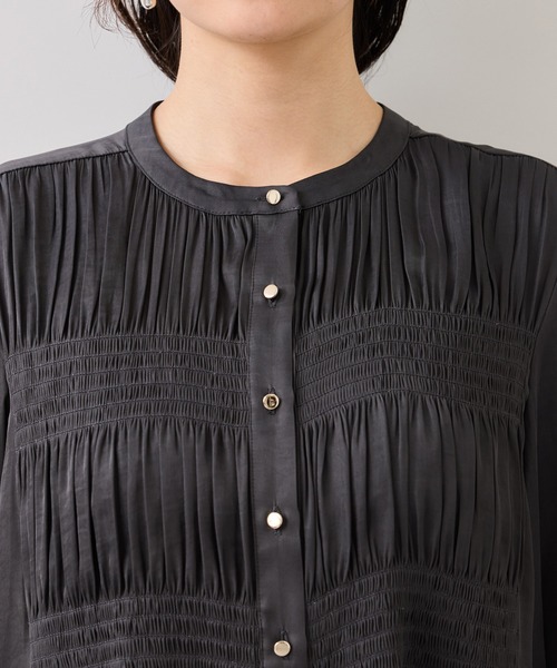 VIS(ビス)の「エアリーサテンシャーリングブラウス/イージーケア(シャツ/ブラウス・レディース・チャコールグレー/キナリ/ピンク・FREE)」の14枚目の写真