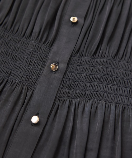 VIS(ビス)の「エアリーサテンシャーリングブラウス/イージーケア(シャツ/ブラウス・レディース・チャコールグレー/キナリ/ピンク・FREE)」の8枚目の写真