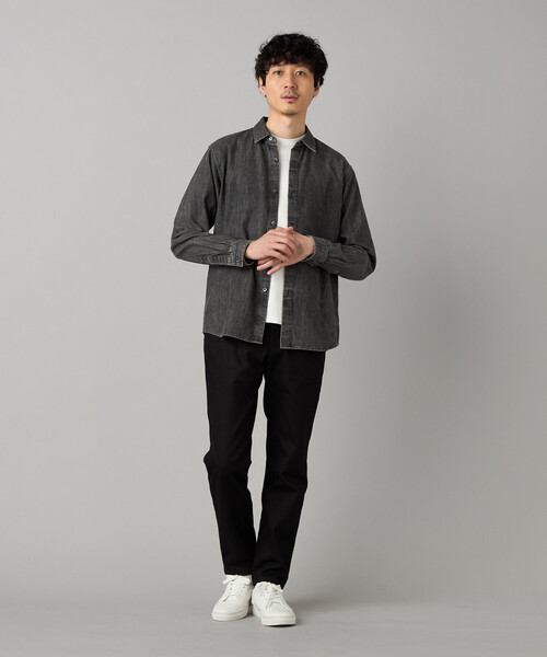 COMME CA MEN(コムサメン)の「エイジング加工デニム レギュラーカラーシャツ(シャツ/ブラウス・メンズ・ブラック・L/M/S/XL)」の4枚目の写真
