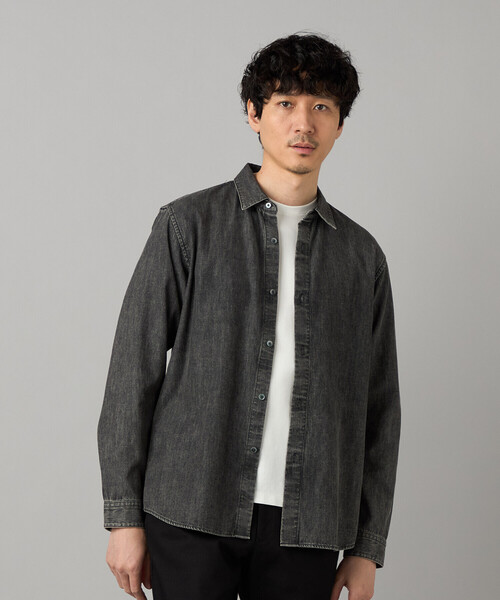 COMME CA MEN(コムサメン)の「エイジング加工デニム レギュラーカラーシャツ(シャツ/ブラウス・メンズ・ブラック・L/M/S/XL)」の5枚目の写真