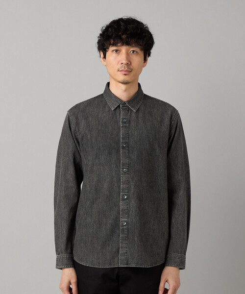 COMME CA MEN(コムサメン)の「エイジング加工デニム レギュラーカラーシャツ(シャツ/ブラウス・メンズ・ブラック・L/M/S/XL)」の7枚目の写真