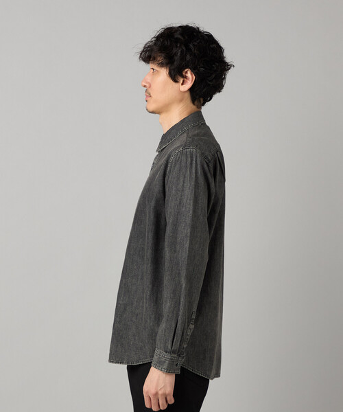 COMME CA MEN(コムサメン)の「エイジング加工デニム レギュラーカラーシャツ(シャツ/ブラウス・メンズ・ブラック・L/M/S/XL)」の8枚目の写真