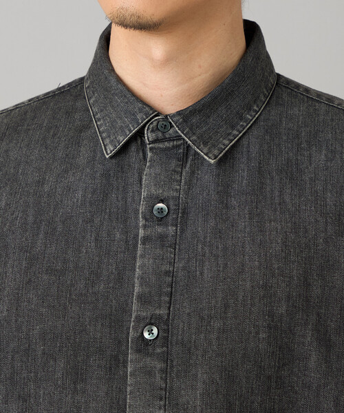 COMME CA MEN(コムサメン)の「エイジング加工デニム レギュラーカラーシャツ(シャツ/ブラウス・メンズ・ブラック・L/M/S/XL)」の10枚目の写真