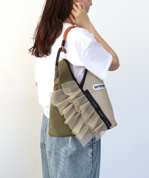 Cepica(セピカ)の「【RISLEY×OUTDOOR PRODUCTS】トライアングルフリルメッシュmini(トートバッグ・レディース・ベージュ系その他/ブラック系その他/グレー系その他・FREE)」の3枚目の写真