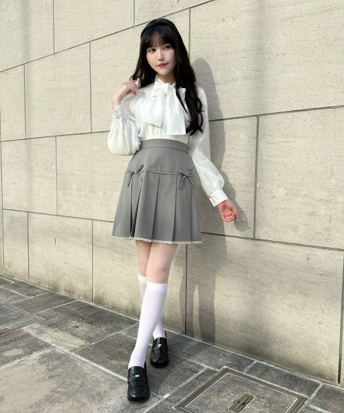 F i.n.t（フィント）の「【セットアップ対応】ダブルリボンレース使いプリーツミニスカート（スカート・レディース・ラベンダー/ライトグレー・FREE）」の17枚目の写真