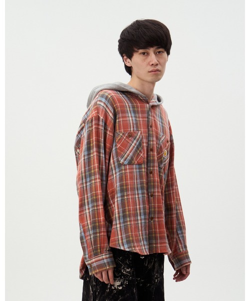 DISCOVERED(ディスカバード)の「DEVIL'S HOODIE CHECK SHIRTS(シャツ/ブラウス・メンズ・グリーン/ブラック/レッド・LARGE/SMALL)」の3枚目の写真