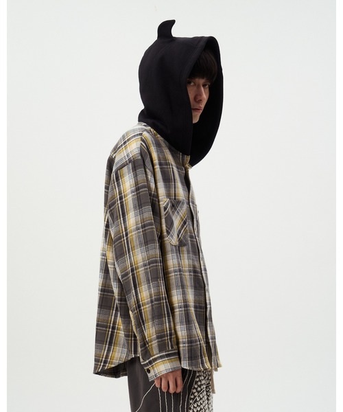 DISCOVERED(ディスカバード)の「DEVIL'S HOODIE CHECK SHIRTS(シャツ/ブラウス・メンズ・グリーン/ブラック/レッド・LARGE/SMALL)」の4枚目の写真