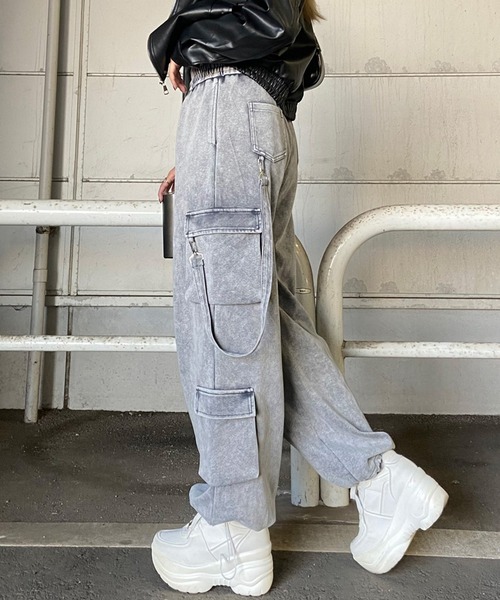 non-hedge(ノンヘッジ)の「ブリーチスウェットカーゴワイドパンツ(スウェットパンツ・レディース・ピンク/ブラック/グレー・FREE)」の21枚目の写真