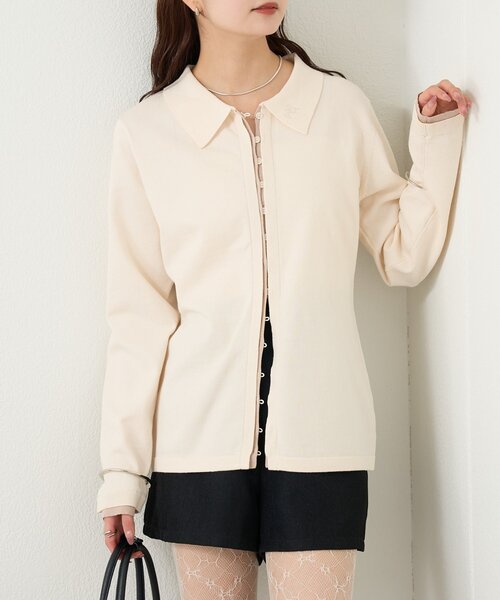 mystic（ミスティック）の「長袖ポロニット（カーディガン/ボレロ・レディース・イエロー/ブラック系その他2/ブラック/オフホワイト・FREE）」の5枚目の写真