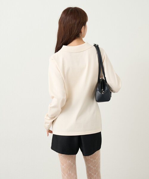 mystic（ミスティック）の「長袖ポロニット（カーディガン/ボレロ・レディース・イエロー/ブラック系その他2/ブラック/オフホワイト・FREE）」の6枚目の写真