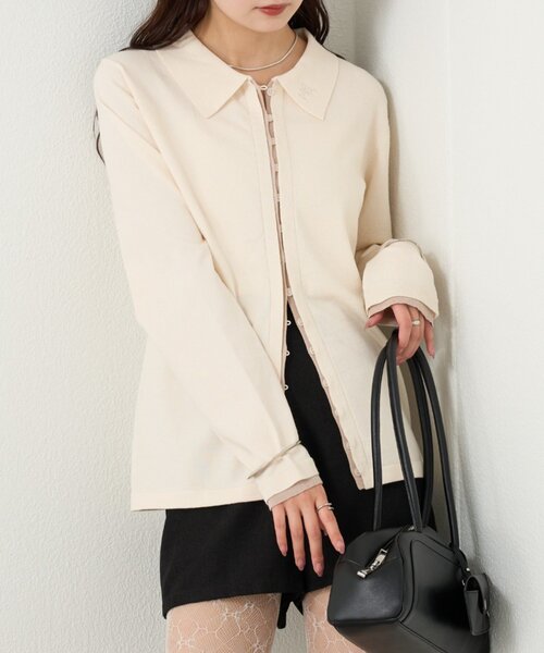 mystic（ミスティック）の「長袖ポロニット（カーディガン/ボレロ・レディース・イエロー/ブラック系その他2/ブラック/オフホワイト・FREE）」の9枚目の写真