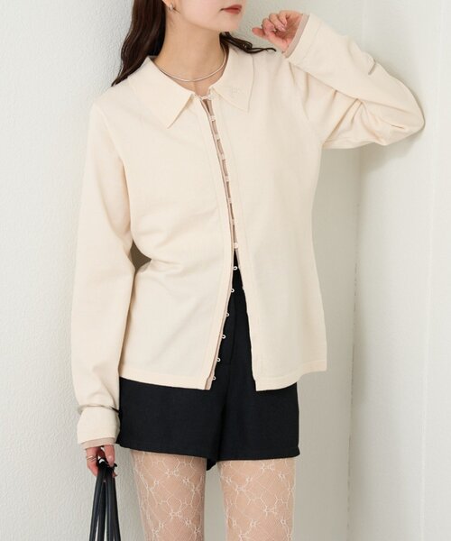 mystic（ミスティック）の「長袖ポロニット（カーディガン/ボレロ・レディース・イエロー/ブラック系その他2/ブラック/オフホワイト・FREE）」の10枚目の写真