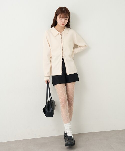 mystic（ミスティック）の「長袖ポロニット（カーディガン/ボレロ・レディース・イエロー/ブラック系その他2/ブラック/オフホワイト・FREE）」の12枚目の写真