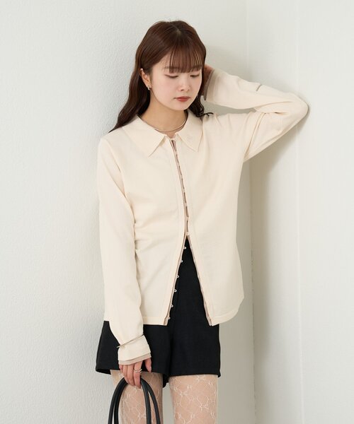 mystic（ミスティック）の「長袖ポロニット（カーディガン/ボレロ・レディース・イエロー/ブラック系その他2/ブラック/オフホワイト・FREE）」の14枚目の写真