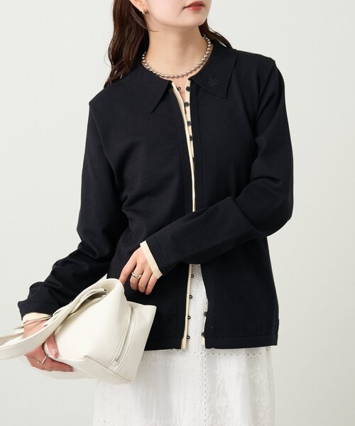 mystic（ミスティック）の「長袖ポロニット（カーディガン/ボレロ・レディース・イエロー/ブラック系その他2/ブラック/オフホワイト・FREE）」の15枚目の写真