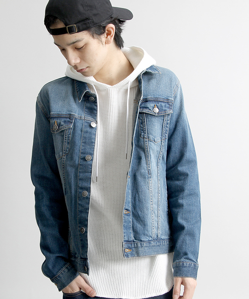 WEGO（ウィゴー）の「WEGO/ストレッチデニムジャケット（デニムジャケット・メンズ・ライトインディゴブルー/インディゴブルー/ダークインディゴブルー・MEDIUM/LARGE/SMALL）」の2枚目の写真